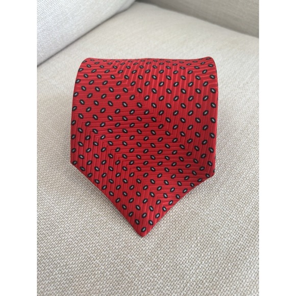 Stefano Ricci Red Textured Geometric 100% Silk Made In Italy Tie 4" - Picture 1 of 4